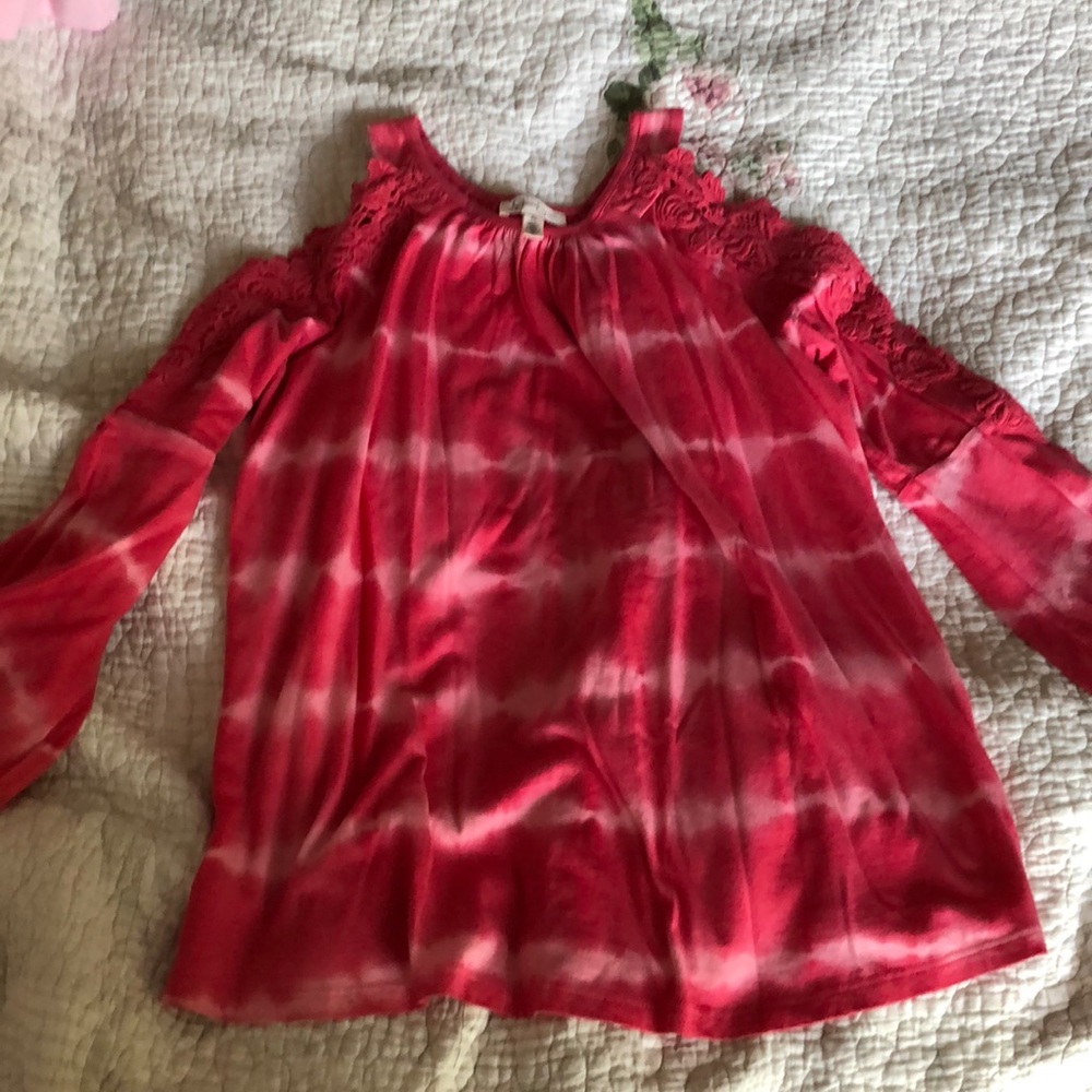 Jessica Simpson Red Tie-Dye Shirt